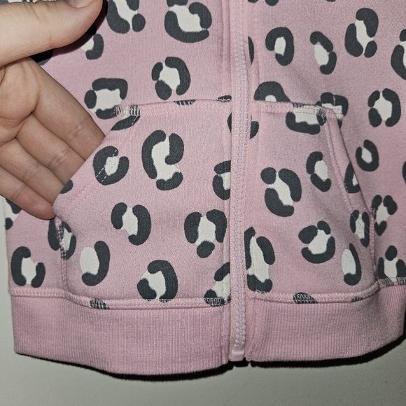 Pink Leopard Print Zip Up Sweatshirt Hoodie Jacket - Picture 6 of 6